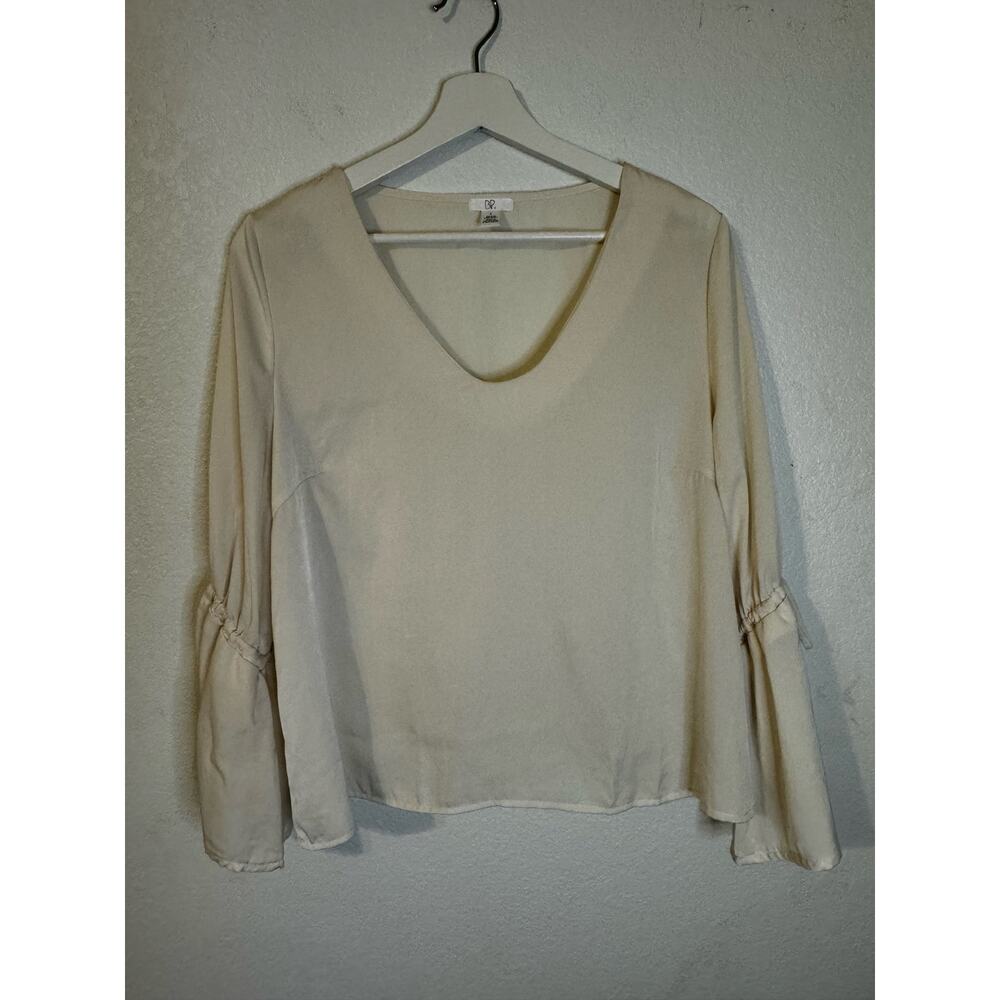 BP Women's V Neck Blouse Flared Sleeves Ivory Size L